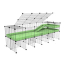 une cavy cage 6x2 pour cochons d'inde avec rehausseur couvercle loft rampe coroplast pistache et grilles fines de kavee