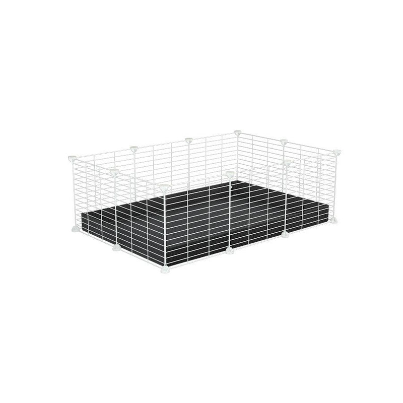 une cavy cage pas cher 3x2 pour cochons d'inde avec coroplast noir et grilles blanches fines kavee