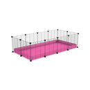 une cavy cage modulaire 4x2 pour cochons d'inde avec coroplast rose et grilles fines avec petits trous de kavee