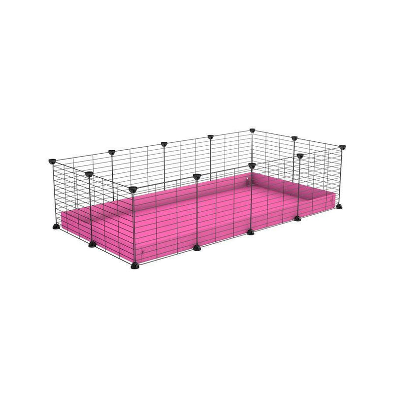 une cavy cage modulaire 4x2 pour cochons d'inde avec coroplast rose et grilles fines avec petits trous de kavee