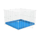 Une cavy cage C&C pour lapin 3x3 avec grilles blanches maillage fin correx bleu de kavee france