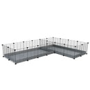 une cavy cage 8x2 en L avec separation pour cochons d'inde qui se battent ou en quarantaine avec coroplast gris kavee