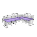 Taille d'une cavy cage 8x2 en L avec stand avec separation pour cochons d'inde qui se battent ou en quarantaine kavee