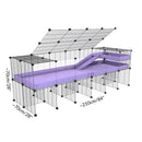 Taille d'une cavy cage 6x2 avec panneaux transparents en plexiglass  pour cochons d'inde avec rehausseur couvercle loft rampe coroplast violet mauve pastel lilas et grilles fines de kavee