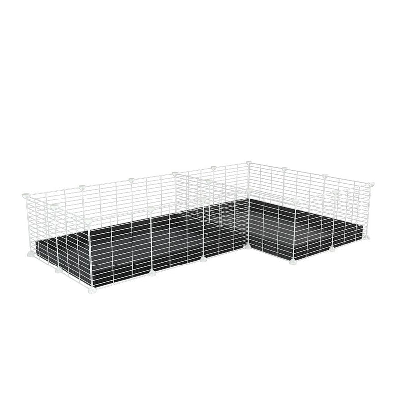 une cavy cage blanche 6x2 en L avec separation pour cochons d'inde qui se battent ou en quarantaine avec coroplast noir kavee