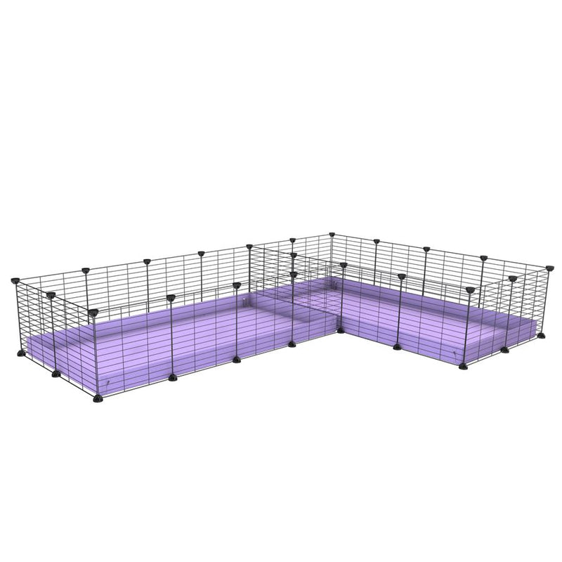 une cavy cage 8x2 en L avec separation pour cochons d'inde qui se battent ou en quarantaine avec coroplast lilas violet kavee