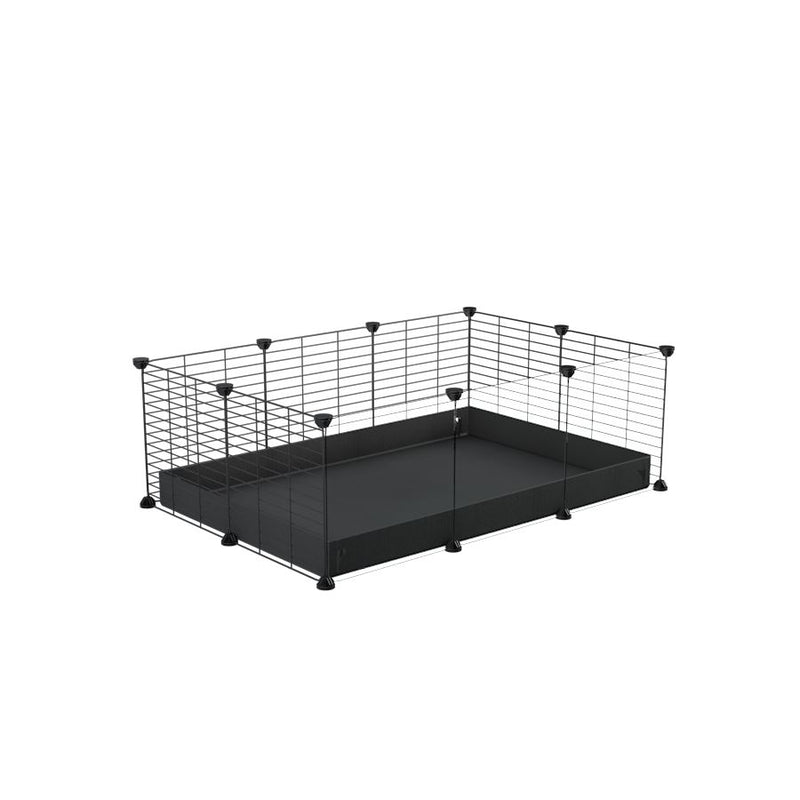 une cavy cage pas cher avec panneaux transparents en plexiglass 3x2 pour cochons d'inde avec coroplast noir et grilles fines avec petits trous de kavee