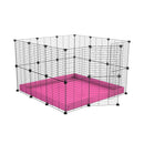 Une cavy cage C&C pour lapin 3x3 avec grilles maillage fin correx rose de kavee france
