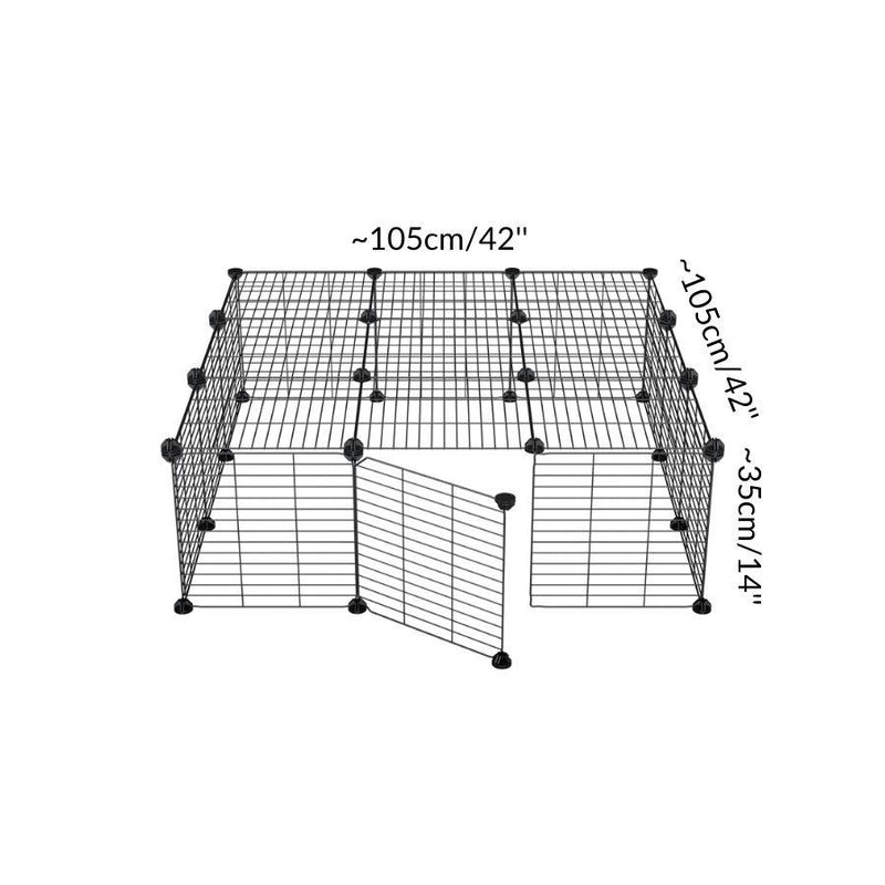 Taille d'Un enclos cavy cage modulable 3x3 exterieur ou interieur avec couvercle et grilles fines pour lapins ou cochons d'inde de kavee 