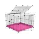 Une cavy cage C&C pour lapin 3x3 avec couvercle et grilles maillage fin correx rose de kavee france