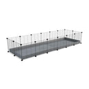 une cavy cage 6x2 pour cochons d'inde avec coroplast gris et grilles fines avec petits trous de kavee
