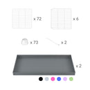 composition du kit pour une cavy cage blanche de quarantaine 8x2 en L avec stand couvercle pour cochons d'inde kavee incluant grilles et coroplast et connecteurs