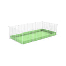 une cavy cage modulable 4x2 pour cochons d'inde avec coroplast vert pistache et grilles blanches fines avec petits trous