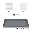 composition d'une cavy cage modulaire avec panneaux transparents en plexiglass 4x2 pour cochons d'inde avec coroplast rose et grilles fines avec petits trous de kavee