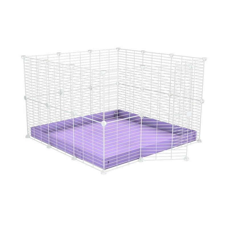 Une cavy cage C&C pour lapin 3x3 avec grilles blanches maillage fin correx violet lilas de kavee france