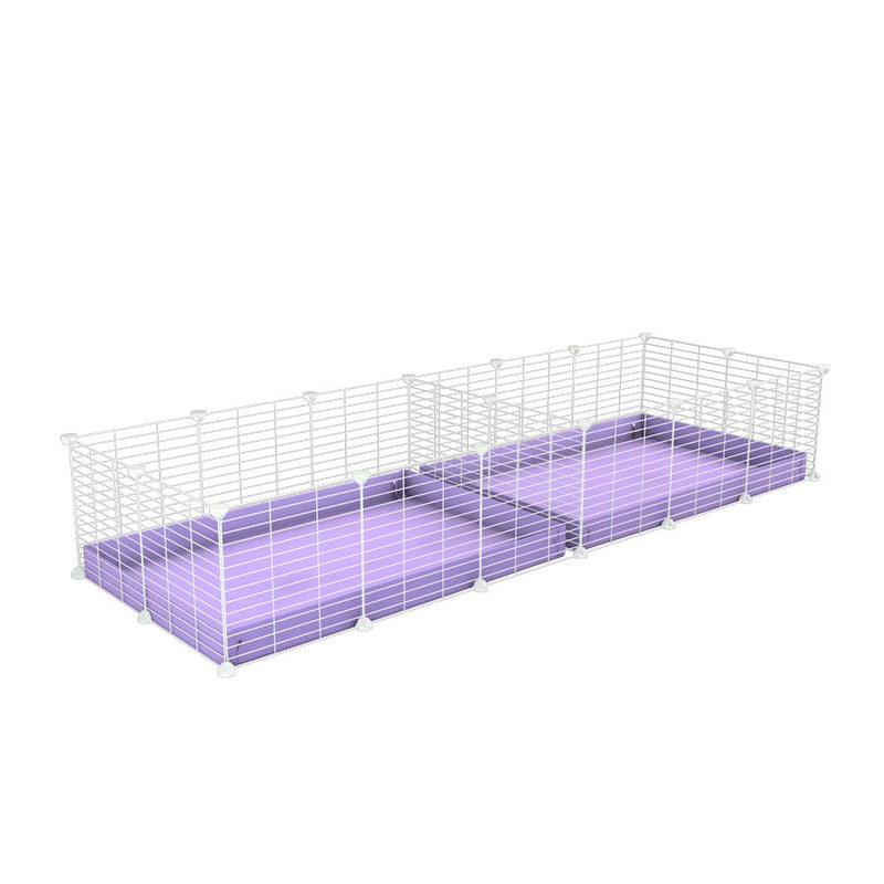une cavy cage blanche 6x2 avec separation pour cochons d'inde qui se battent ou en quarantaine avec coroplast lilas violet kavee